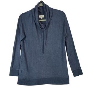 Lou & Grey Women's Blue Cowl Neck Sweater Size S Heathered Blue Oversized Top